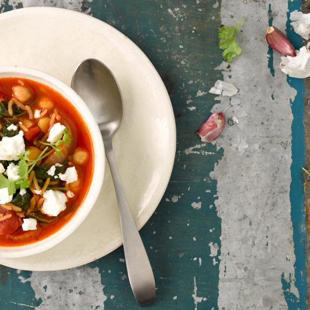 Spicy Chickpea, Spinach & Rice Soup