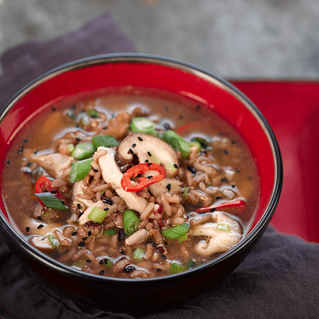 Chicken, Shiitake Mushrooms, Spring Onions, and Miso Soup